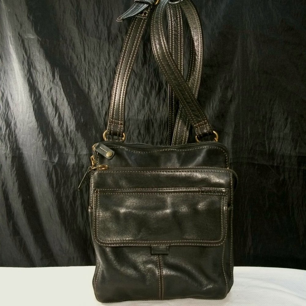 Classic Black Leather Crossbody Bag - Women's Shoulder Bag